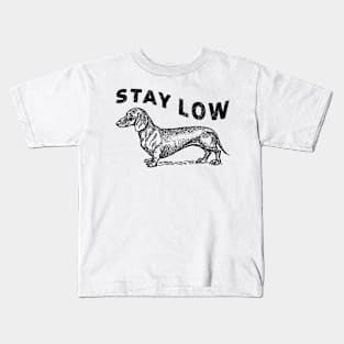 Dachshund Stay Low Adventure Dog White Kids T-Shirt